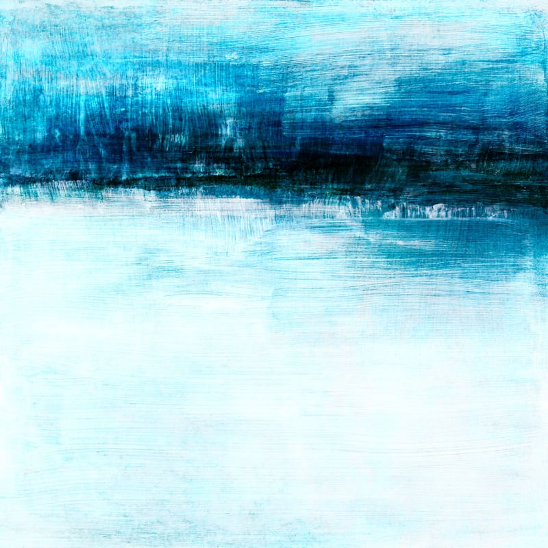 SHROUDED 1, TURQUESA INDIGO AZUL VIBRANTE MODERNO ABSTRATO COLORIDO PINTURA