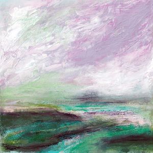 GYPSY SOUL 2, COLORIDO ABSTRATO PAISAGEM MODERNO QUADRADO PANORAMA PINTURA
