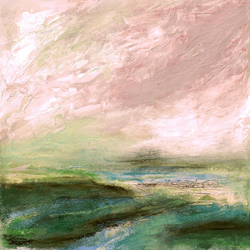 GYPSY SOUL 4, COLORIDO ABSTRATO PAISAGEM MODERNO QUADRADO PANORAMA PINTURA