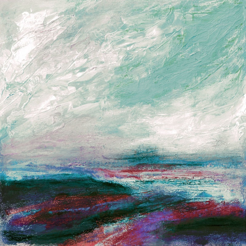 GYPSY SOUL 8, COLORIDO ABSTRATO PAISAGEM MODERNO QUADRADO PANORAMA PINTURA