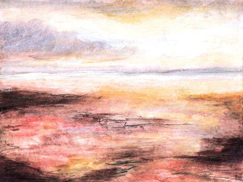 NEW DAWN 1 ROSA PAISAGEM, MODERNO ELEGANTE NATUREZA PANORAMA ORGANICO PINTURA