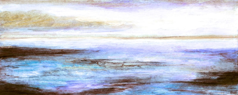 NEW DAWN 4 LAVANDA ROXO AZUL PANORAMA, MODERNO ELEGANTE NATUREZA PAISAGEM ORGANICO PINTURA