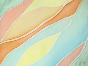 ONDAS ABSTRATAS EM TONS PASTÉIS EM TECIDO