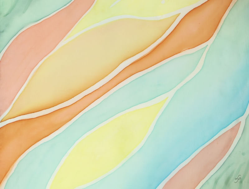 ONDAS ABSTRATAS EM TONS PASTÉIS EM TECIDO