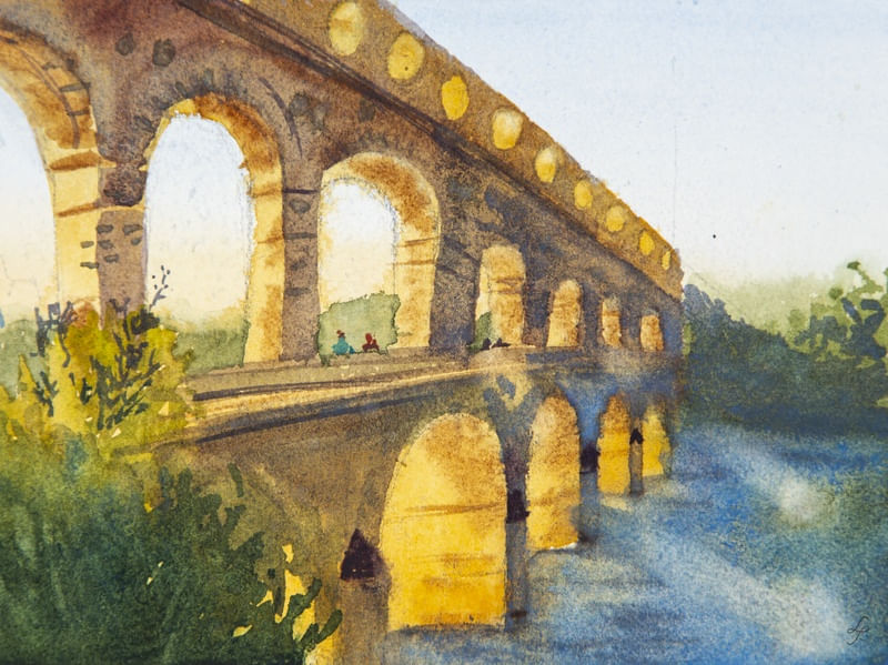 PONTE DE ARCOS DOURADA EM AQUARELA