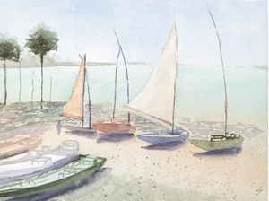 JANGADAS ANCORADAS EM AQUARELA