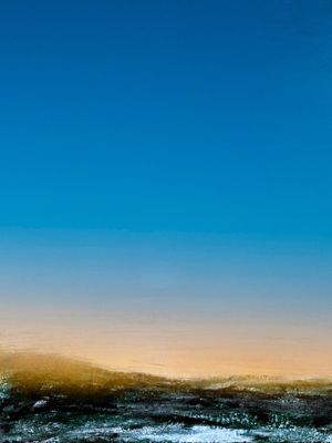 SKYFALL 1, AZUL LARANJA ABSTRATO PAISAGEM MODERNO MINIMALISTA PANORAMA