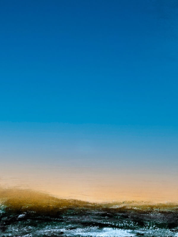 SKYFALL 1, AZUL LARANJA ABSTRATO PAISAGEM MODERNO MINIMALISTA PANORAMA