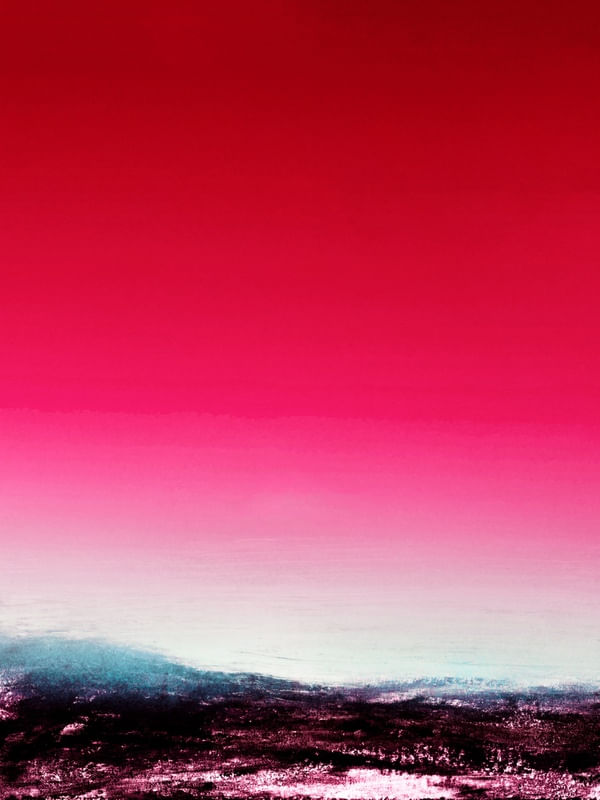 SKYFALL 2, VERMELHO ROSA NEON ABSTRATO PAISAGEM MODERNO MINIMALISTA PANORAMA