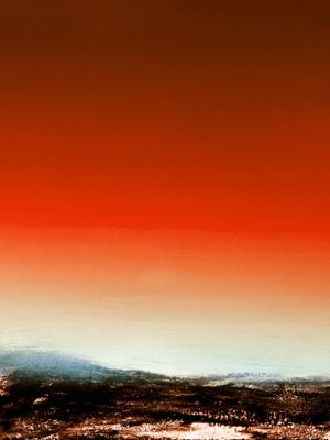 SKYFALL 3, LARANJA QUEIMADO BEGE ABSTRATO PAISAGEM MODERNO MINIMALISTA PANORAMA