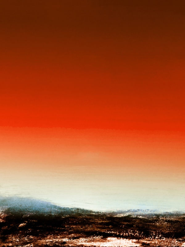 SKYFALL 3, LARANJA QUEIMADO BEGE ABSTRATO PAISAGEM MODERNO MINIMALISTA PANORAMA