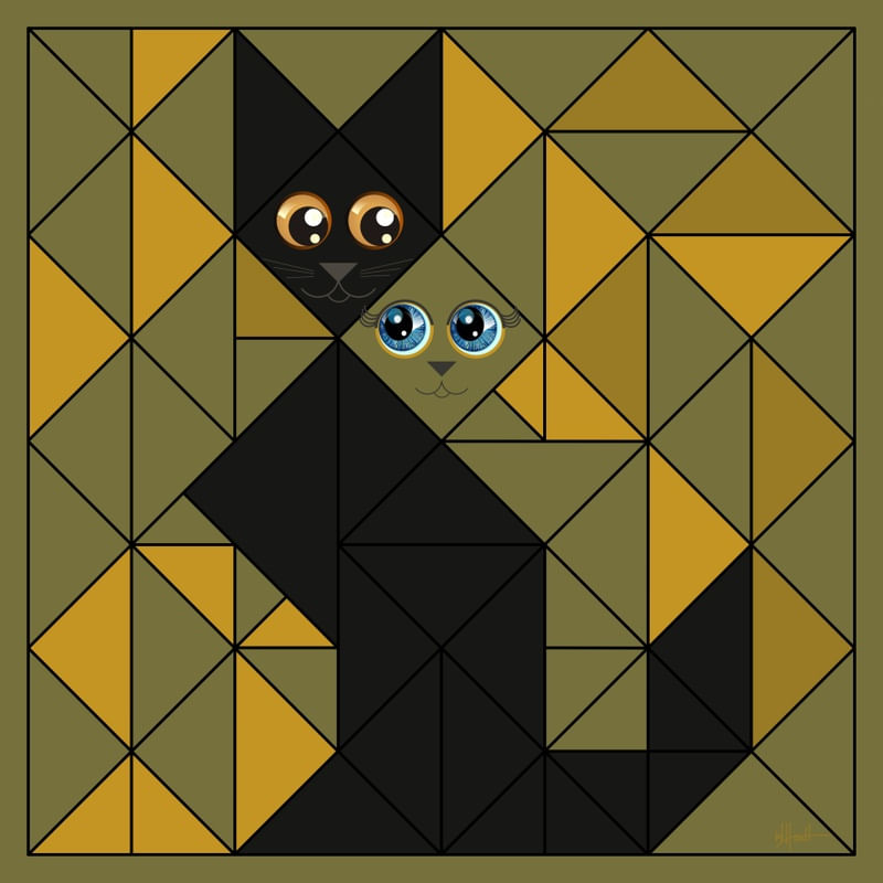 GATO E GATA AMIZADE COLORIDA