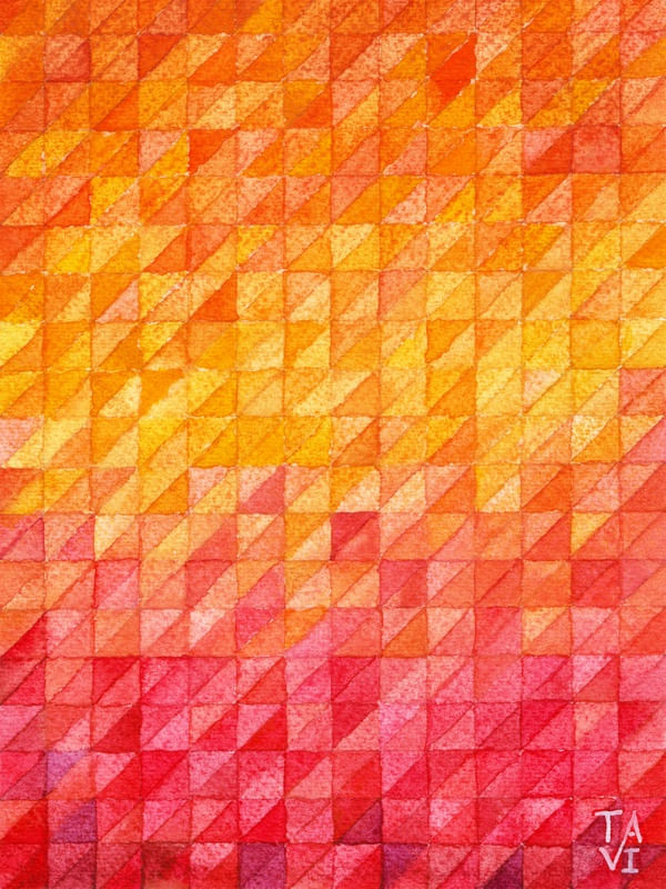 AQUARELA GRADAÇÃO EM ROSA E AMARELO