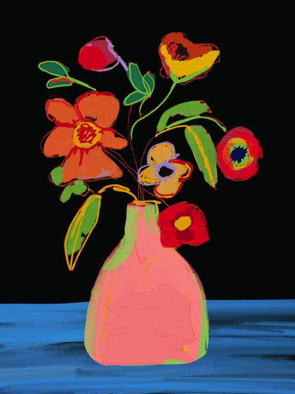 COLORFUL FLOWER IN VASE