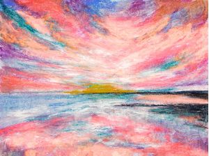 WINDSWEPT 1 PAISAGEM ROSA, PANORAMA PINTURA