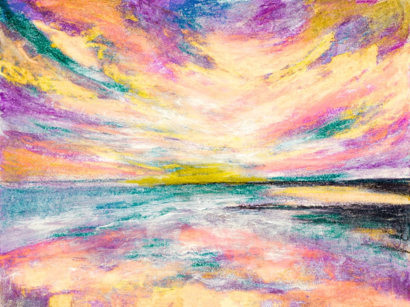 WINDSWEPT 3 PAISAGEM AMARELO, PANORAMA PINTURA