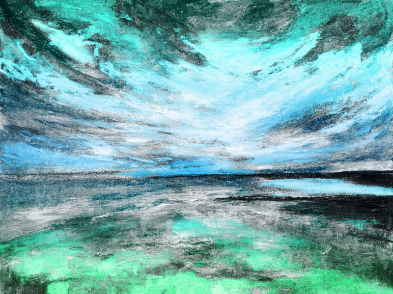 WINDSWEPT 5 PAISAGEM AGUA VERDE, PANORAMA PINTURA