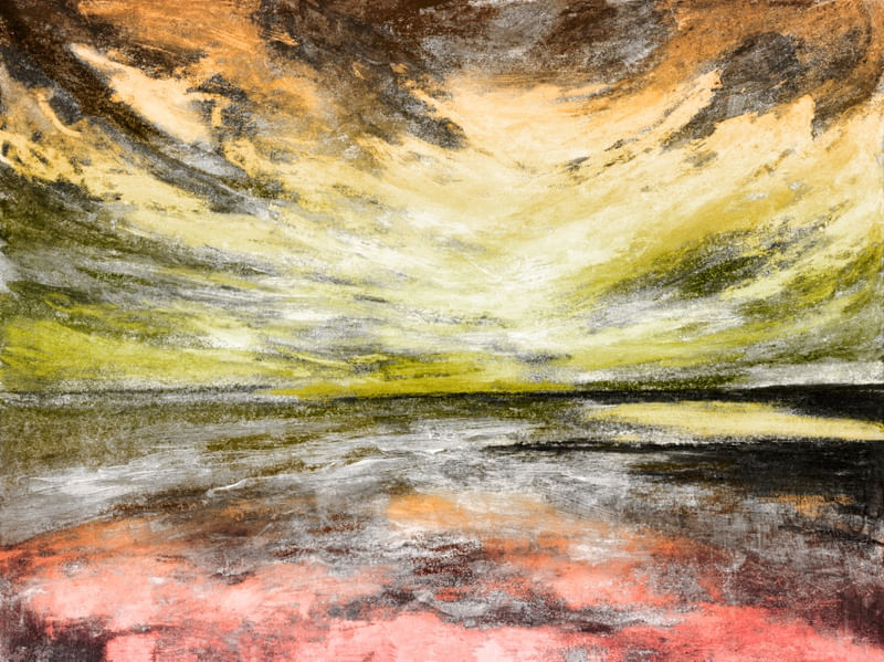 WINDSWEPT 6 PAISAGEM LARANJA CORAR, PANORAMA PINTURA