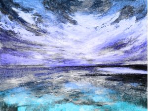 WINDSWEPT 7 PAISAGEM ROXO TURQUESA, PANORAMA PINTURA