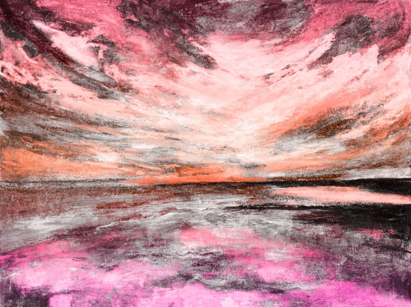 WINDSWEPT 8 PAISAGEM ROSA CORAR, PANORAMA PINTURA