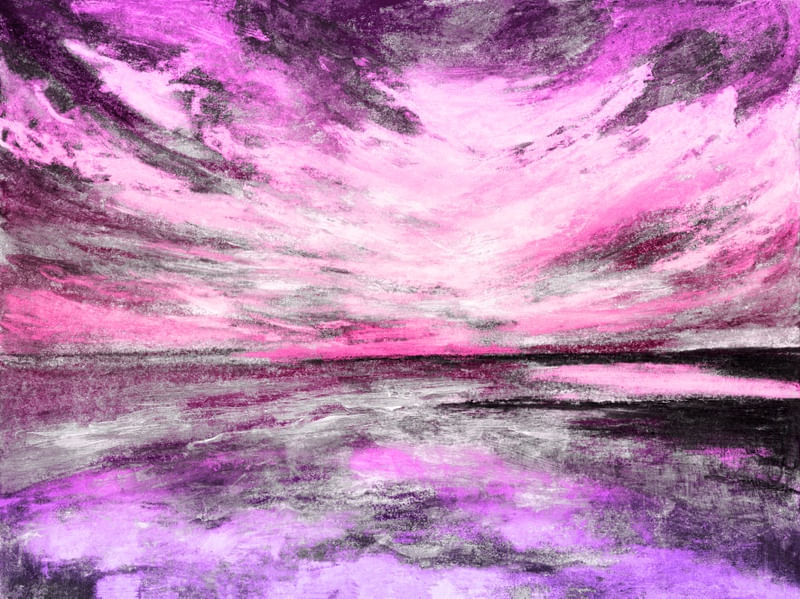 WINDSWEPT 9 PAISAGEM ROXO FUCSIA, PANORAMA PINTURA
