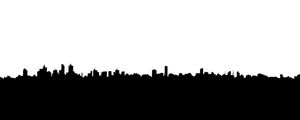 PANORAMA COM SILHUETA DE CIDADE EM PRETO E BRANCO