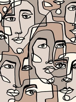 FACE MOSAIC 3 DARKER MULTI, MINIMALISTA ROSTOS SKETCH ILUSTRAÇÃO