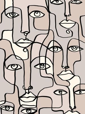 FACE MOSAIC 2 LIGHTER MULTI, MINIMALISTA ROSTOS SKETCH ILUSTRAÇÃO