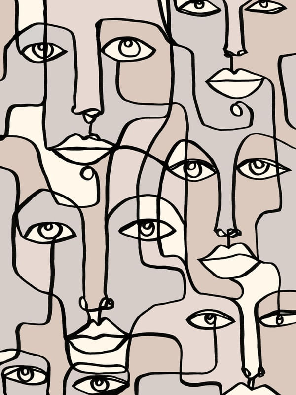 FACE MOSAIC 2 LIGHTER MULTI, MINIMALISTA ROSTOS SKETCH ILUSTRAÇÃO