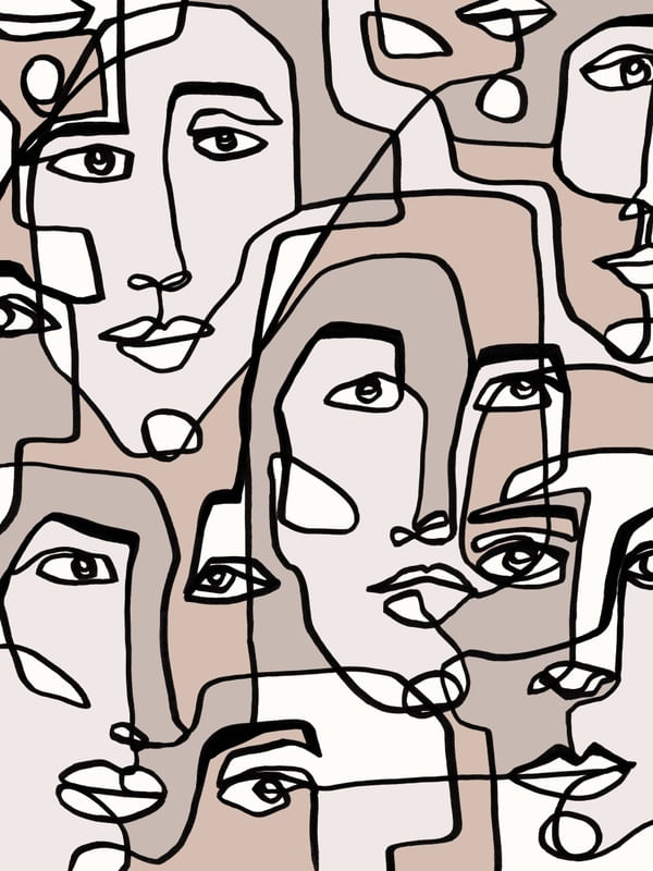 FACE MOSAIC 3 LIGHTER MULTI, MINIMALISTA ROSTOS SKETCH ILUSTRAÇÃO