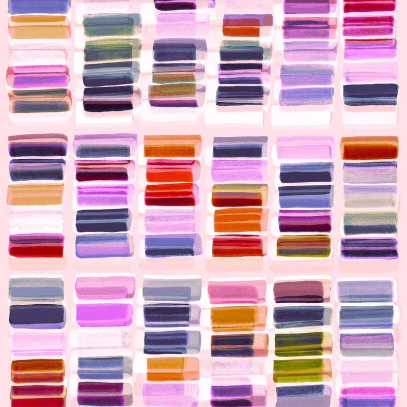 COLORBLOCK GRID 6 QUADRADO, ROXO COLORIDO GEOMETRICO AGUARELA PINTURA