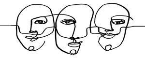 WE ARE ALL CONNECTED, PRETO E BRANCO MINIMALISTA LINHAS ROSTOS PESSOAS ILUSTRAÇÃO