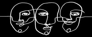 WE ARE ALL CONNECTED 2, PRETO E BRANCO MINIMALISTA LINHAS ROSTOS PESSOAS ILUSTRAÇÃO