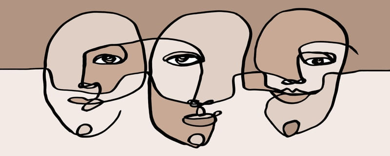 WE ARE ALL CONNECTED, COR DA PELE MINIMALISTA LINHAS ROSTOS PESSOAS ILUSTRAÇÃO