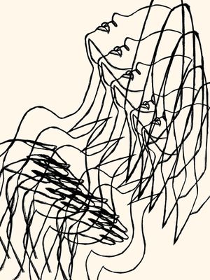 GOT THE FEELS BEGE PRETO, SEXY MULHER ABSTRATO LINHAS SKETCH