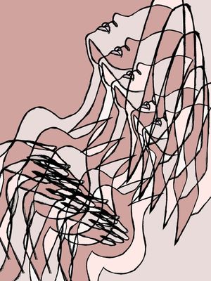 GOT THE FEELS BLUSH ROSA, SEXY MULHER ABSTRATO LINHAS SKETCH