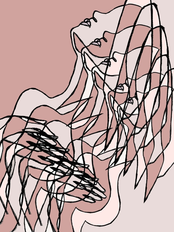 GOT THE FEELS BLUSH ROSA, SEXY MULHER ABSTRATO LINHAS SKETCH