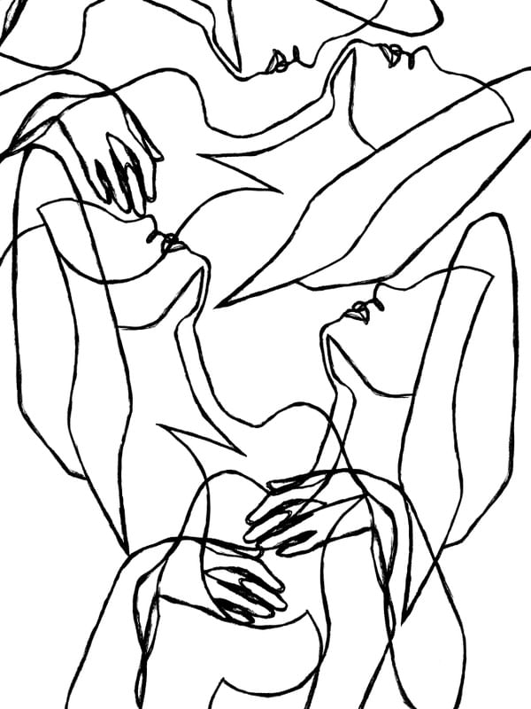 LOVE IS LOVE PRETO E BRANCO, SEXY MULHERES MINIMALISTA ABSTRATO SKETCH