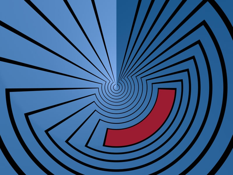 PERSPECTIVA CIRCULAR AZUL E VERMELHA