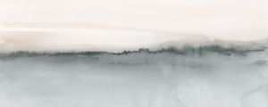 SOFT CORAL AND GRAY WATERCOLOR LANDSCAPE - PANORAMIC