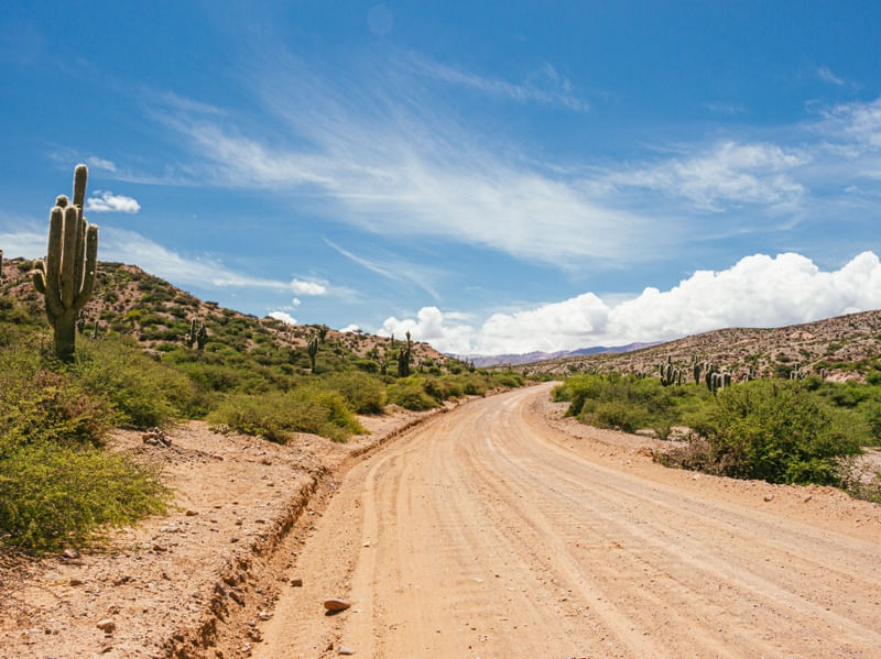 ESTRADA DE TERRA NO DESERTO DO ATACAMA, PAISAGEM COLORIDA NOS ANDES