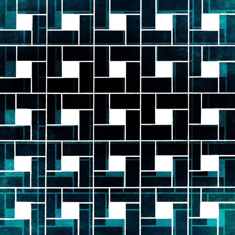 INTERLOCK 1 CERCETA PRETO E BRANCO, MODERNO GEOMETRICO QUADRADO ILUSTRAÇÃO