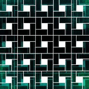 INTERLOCK 3 ESMERALDA VERDE PRETO E BRANCO, MODERNO GEOMETRICO QUADRADO ILUSTRAÇÃO
