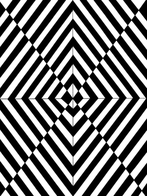 VORTEX PRETO E BRANCO, ABSTRATO GEOMETRICO OPT ART LINHAS ILUSTRAÇÃO