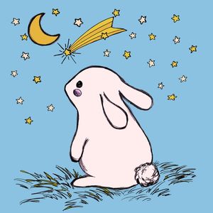TSUKIMI 2 TURQUESA COELHO, INFANTIL ANIMAL COELHINHO ESTRELAS SKETCH