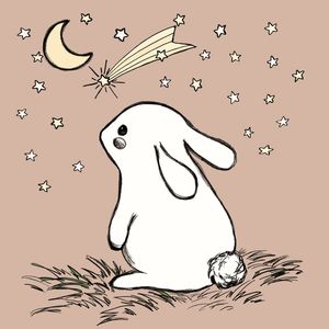 TSUKIMI 4 BEGE COELHO, INFANTIL ANIMAL COELHINHO ESTRELAS SKETCH