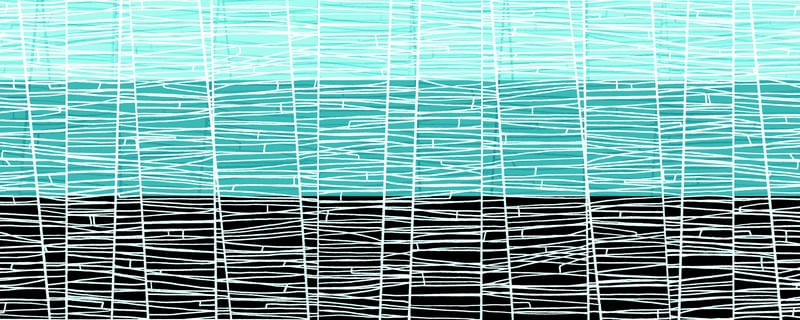 UNDER WRAPS 5 PANORAMICO AQUA CERCETA PRETO LINHAS ABSTRATO ELEGANTE
