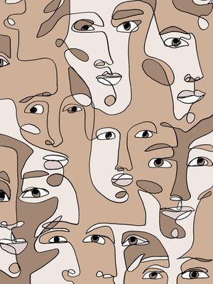 CULTURAL MOSAIC PELE CLARA, MINIMALISTA LINHAS ROSTOS PESSOAS SKETCH