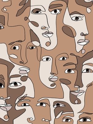 CULTURAL MOSAIC PELE ESCURA, MINIMALISTA LINHAS ROSTOS PESSOAS SKETCH