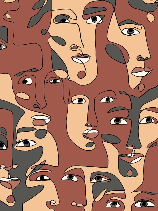 CULTURAL MOSAIC TERRACOTA, MINIMALISTA LINHAS ROSTOS PESSOAS SKETCH